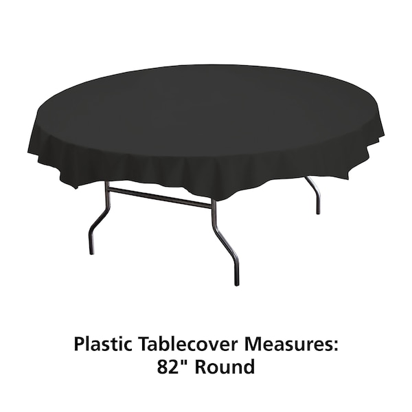 82 Black Plastic Octy-Round Tablecloths, PK12